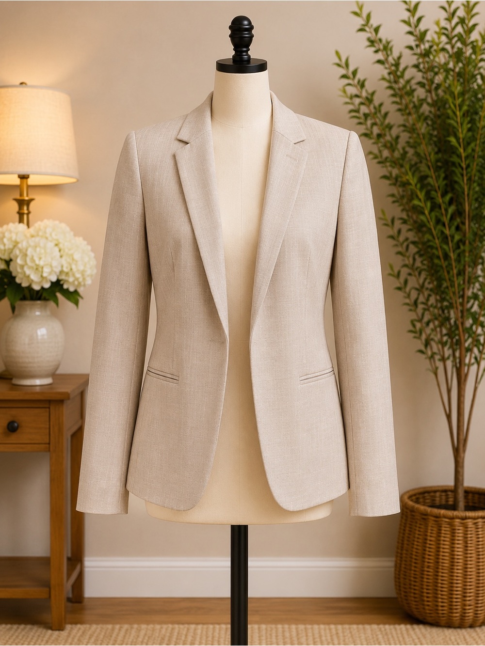 ANTONIO MELANI Beige Single-Button Blazer